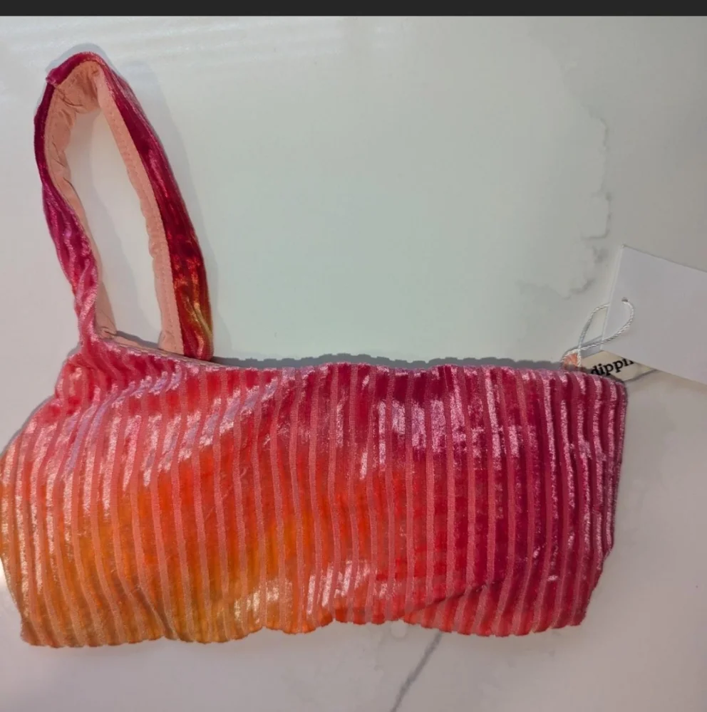 Pink and Orange One Shoulder Bikini Top